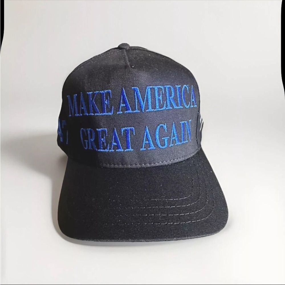 Donald Trump Official Black MAGA Hat Blue Line Police Law Make America Great